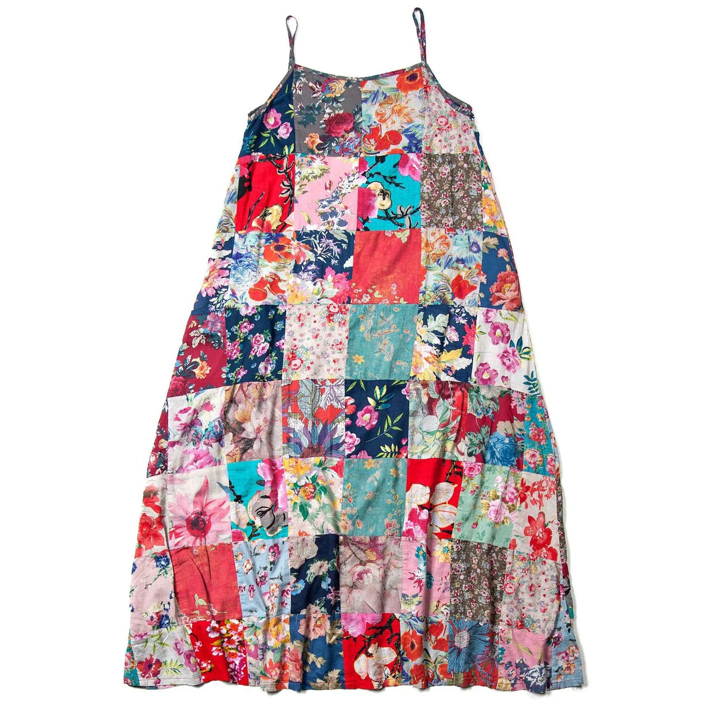 Floral Printed Patchwork Effect  Long Dress