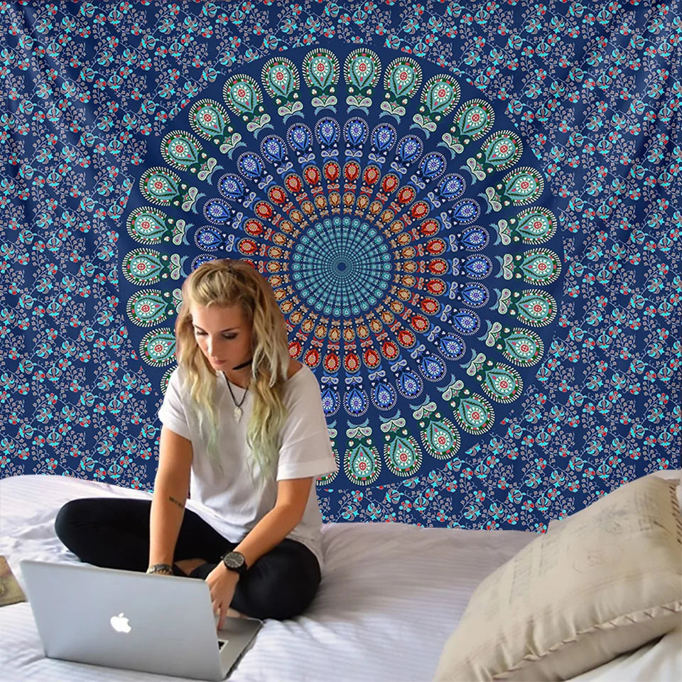 Mandala Tapestry Wall Hanging - Blue Collection