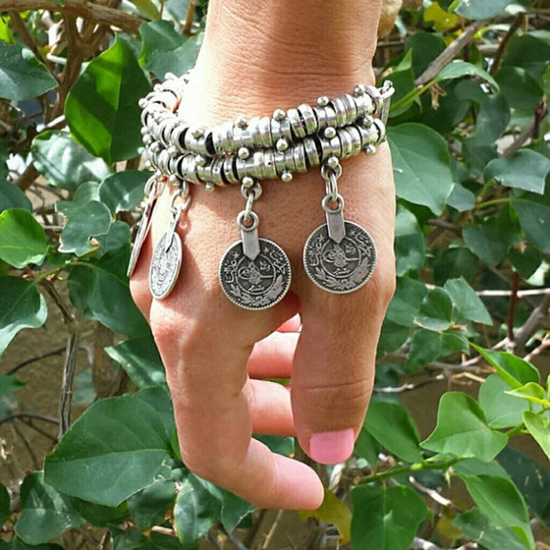 Boho Ethnic Style Exaggerated Coin or Jhumka Pendant Bracelet