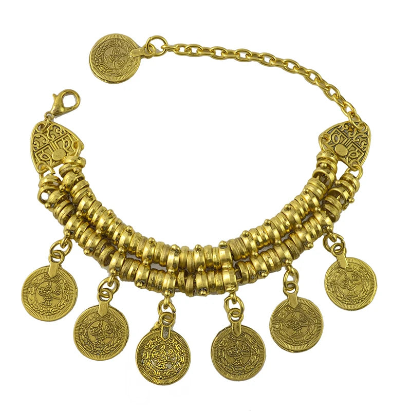 Boho Ethnic Style Exaggerated Coin or Jhumka Pendant Bracelet