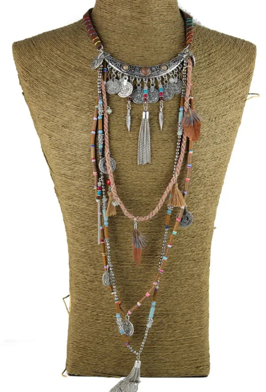 Boho Statement Choker Long Necklace