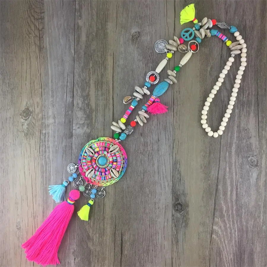 Handmade Boho Long Tassel Necklace