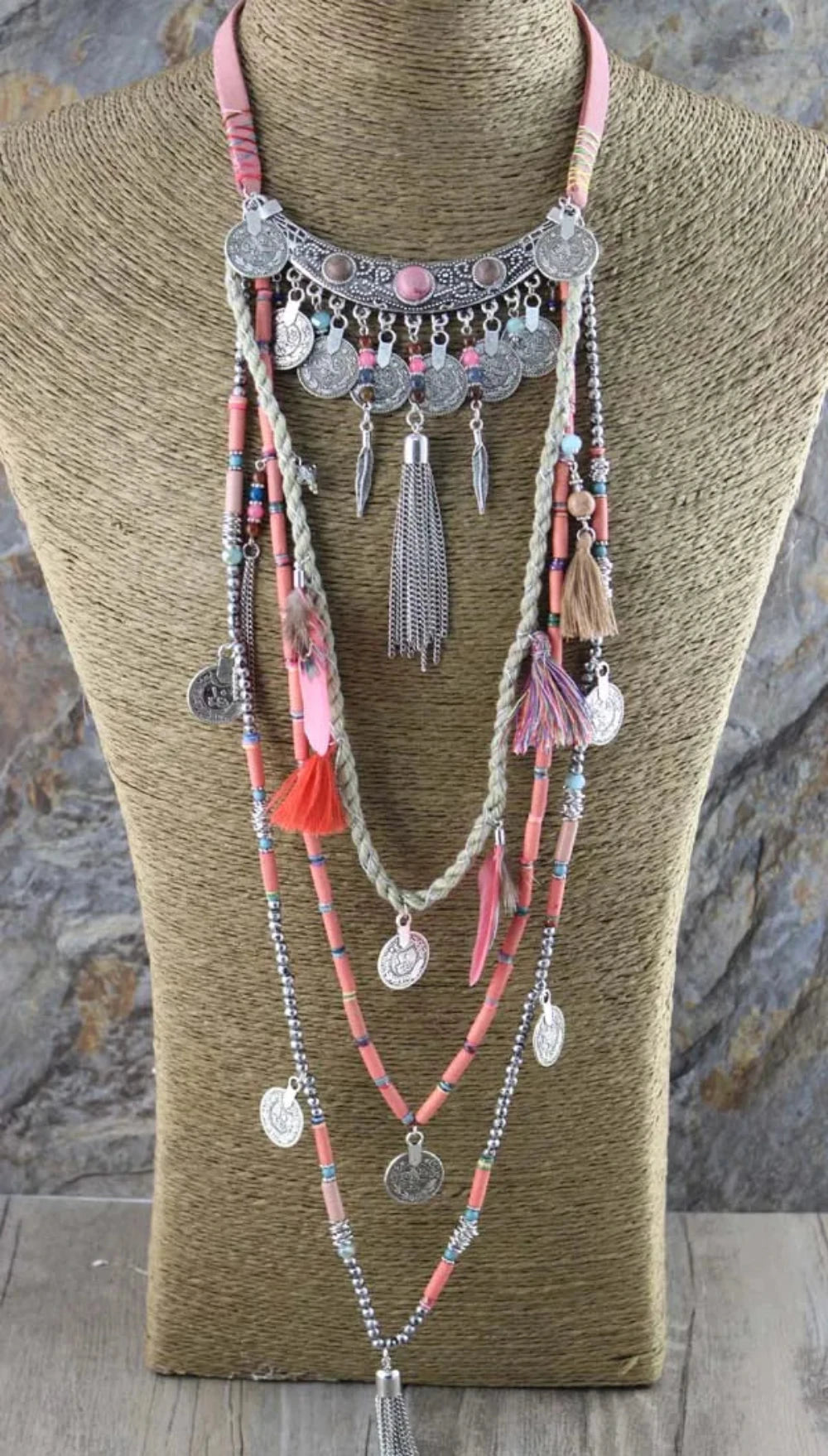 Boho Statement Choker Long Necklace