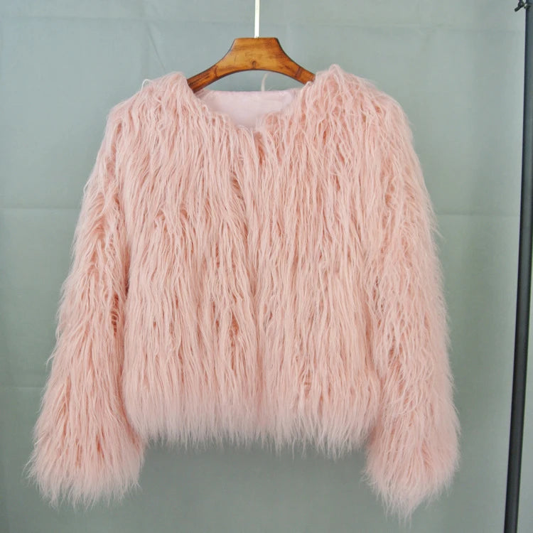 Boho Furry Faux Shaggy Jacket - Pastel Collection