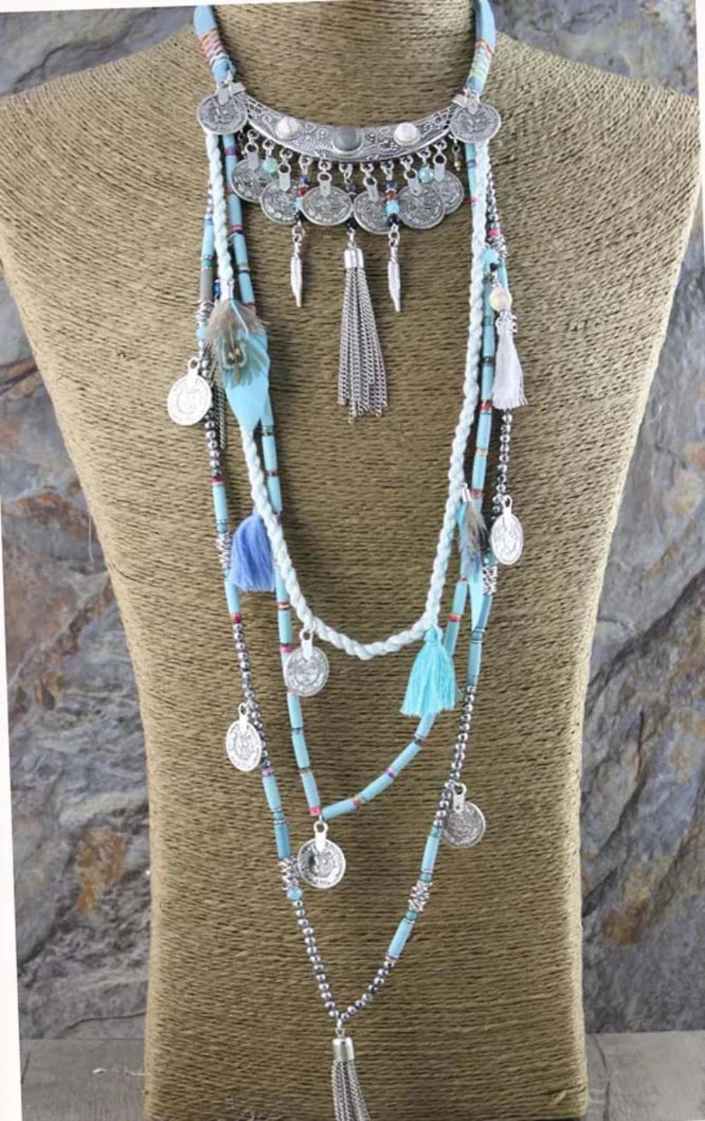 Boho Statement Choker Long Necklace