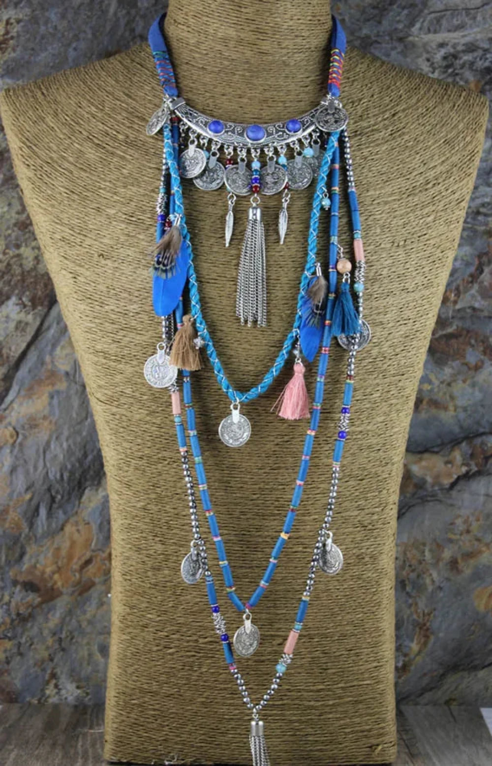 Boho Statement Choker Long Necklace