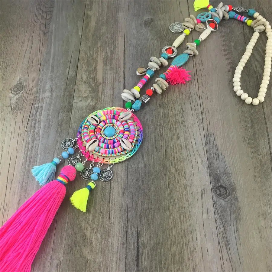 Handmade Boho Long Tassel Necklace