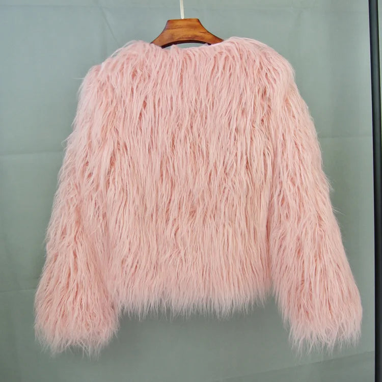 Boho Furry Faux Shaggy Jacket - Pastel Collection