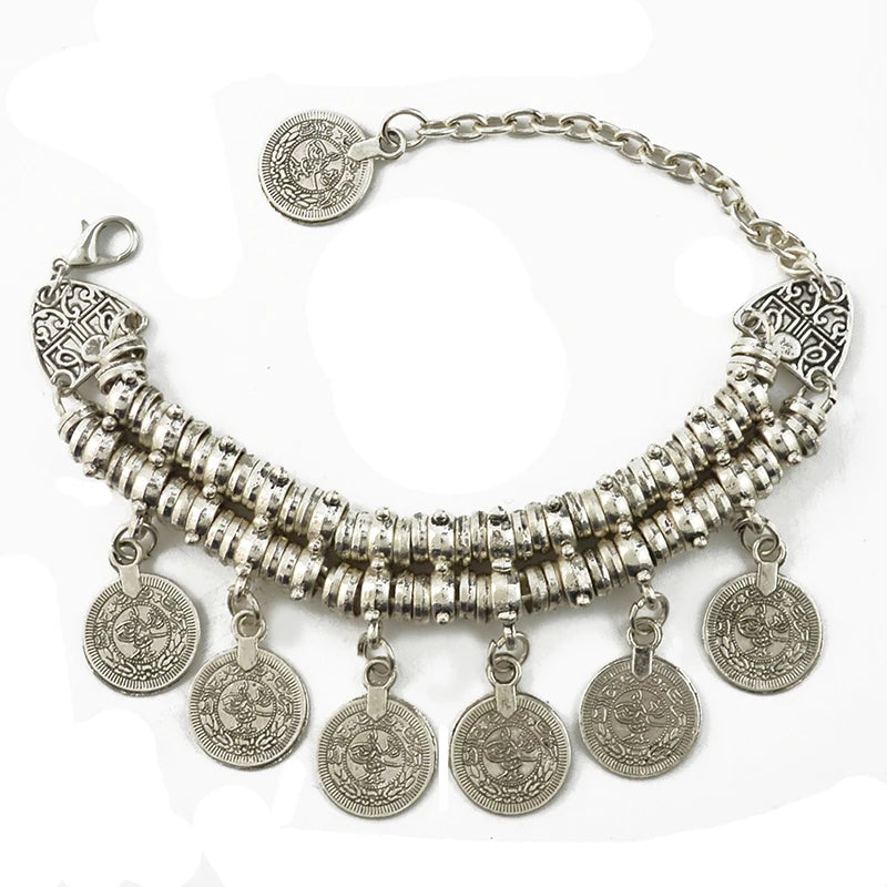 Boho Ethnic Style Exaggerated Coin or Jhumka Pendant Bracelet