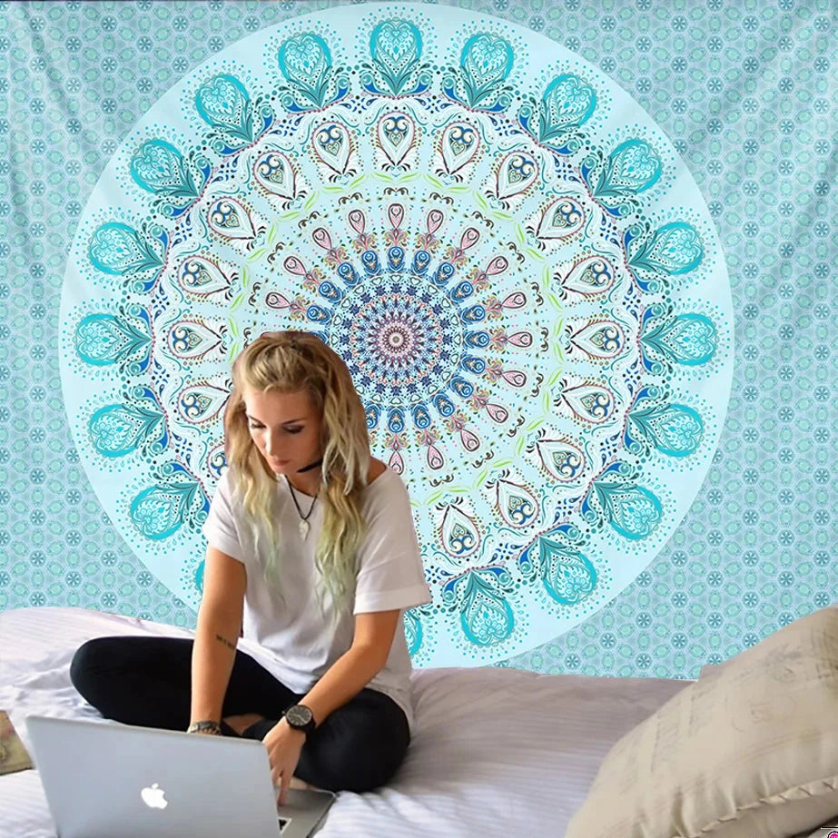 Mandala Tapestry Wall Hanging - Blue Collection