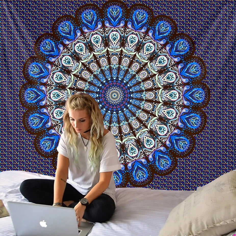 Mandala Tapestry Wall Hanging - Blue Collection