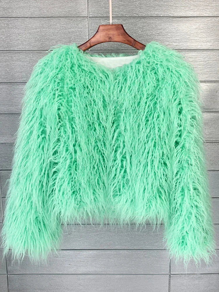 Boho Furry Faux Shaggy Jacket - Pastel Collection