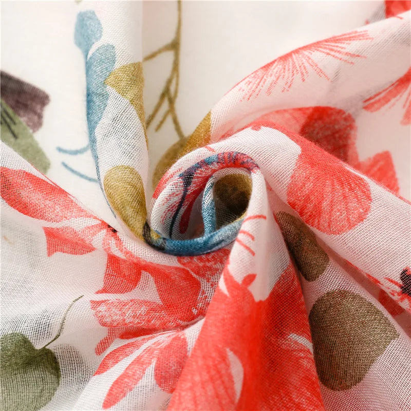 Floral Tassel Viscose Scarf 180x 90cm