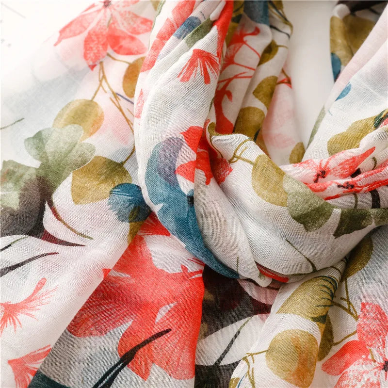 Floral Tassel Viscose Scarf 180x 90cm