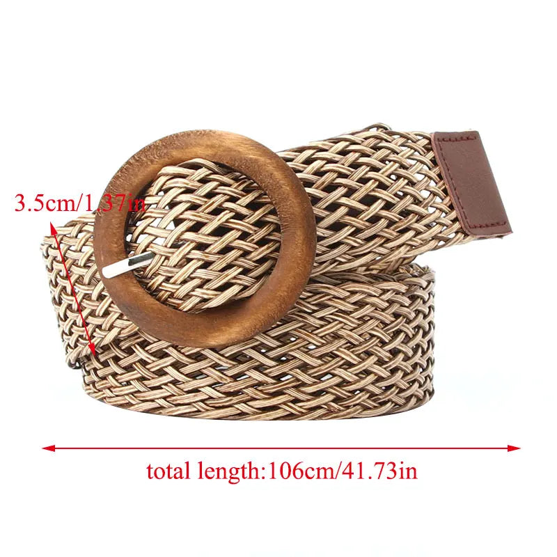 Braided Round Buckle Waist Belt