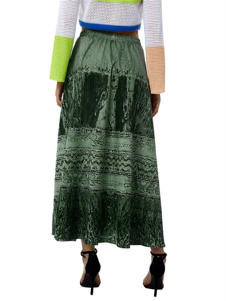 Vintage Style Flowy Layered Long Skirt