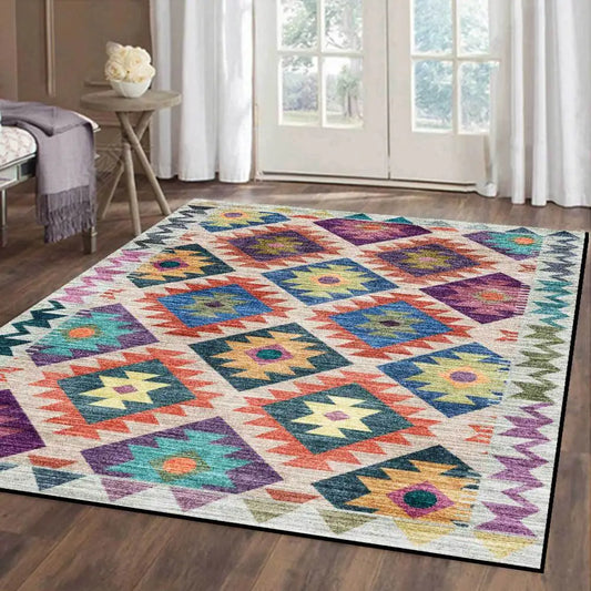 Multicolor Ethnic Style Floor Rug