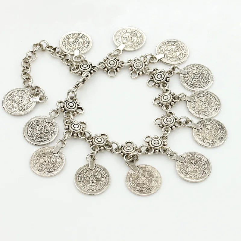 Boho Ethnic Style Exaggerated Coin or Jhumka Pendant Bracelet