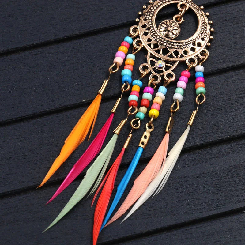 Bohemian Colourful Feather Earrings