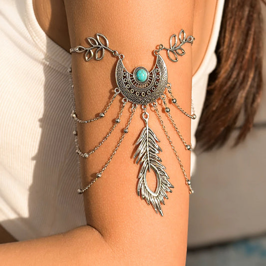 Metal Style Feather Upper Arm Pendant