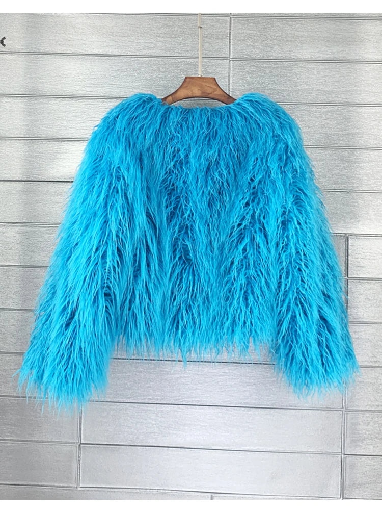 Boho Furry Faux Shaggy Jacket - Pastel Collection