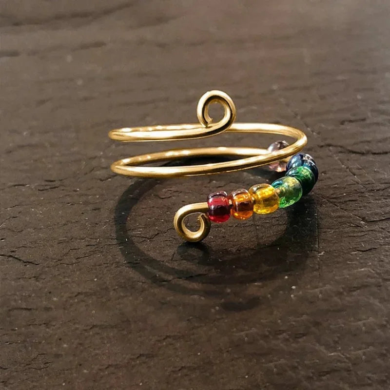 925 Sterling Silver Boho Rainbow Ring