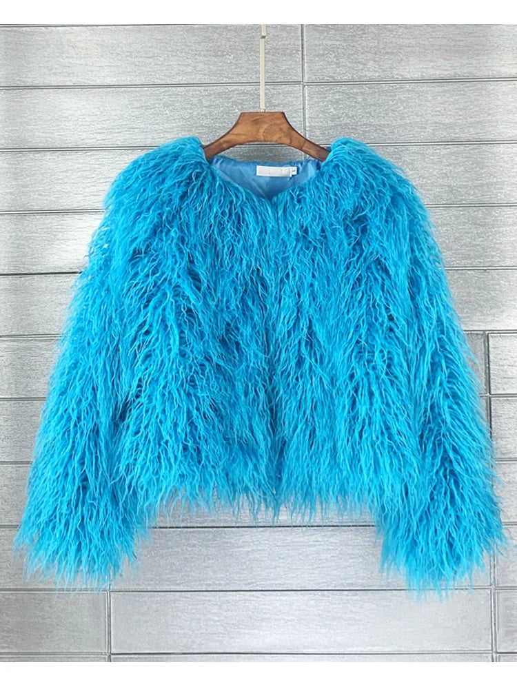 Boho Furry Faux Shaggy Jacket - Pastel Collection