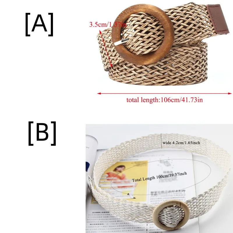 Braided Round Buckle Waist Belt