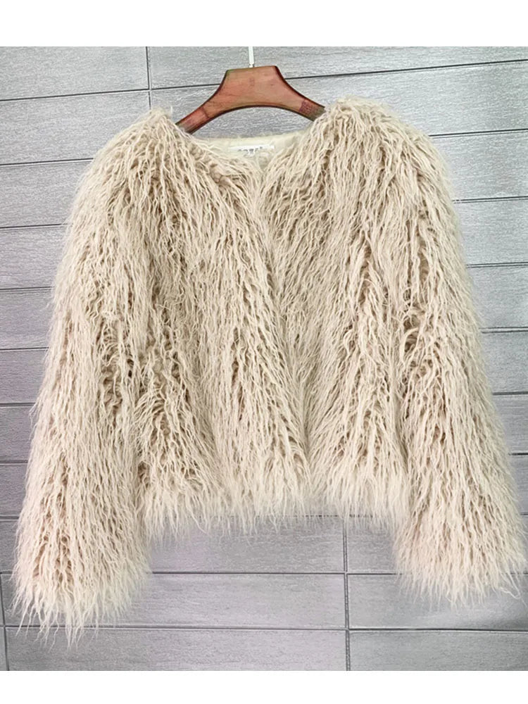 Boho Furry Faux Shaggy Jacket - Pastel Collection