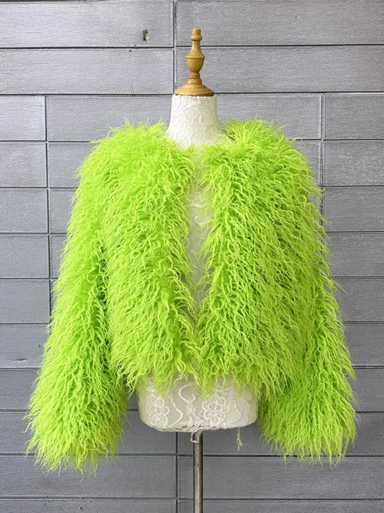 Boho Furry Faux Shaggy Jacket - Pastel Collection