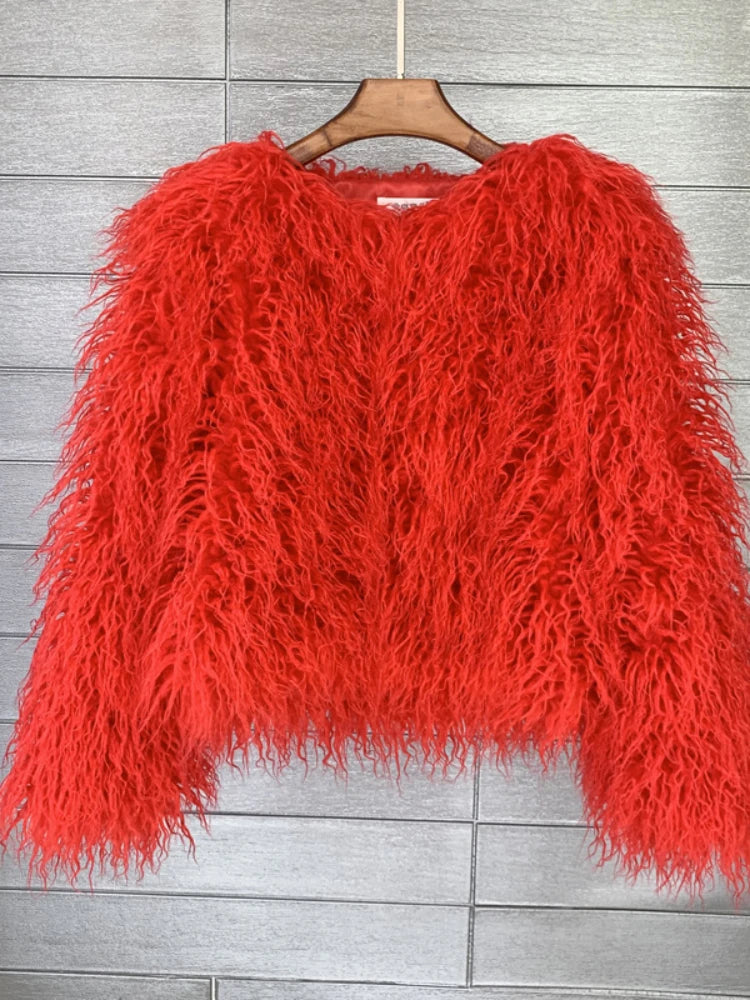 Boho Furry Faux Shaggy Jacket - Bold Colour Collection