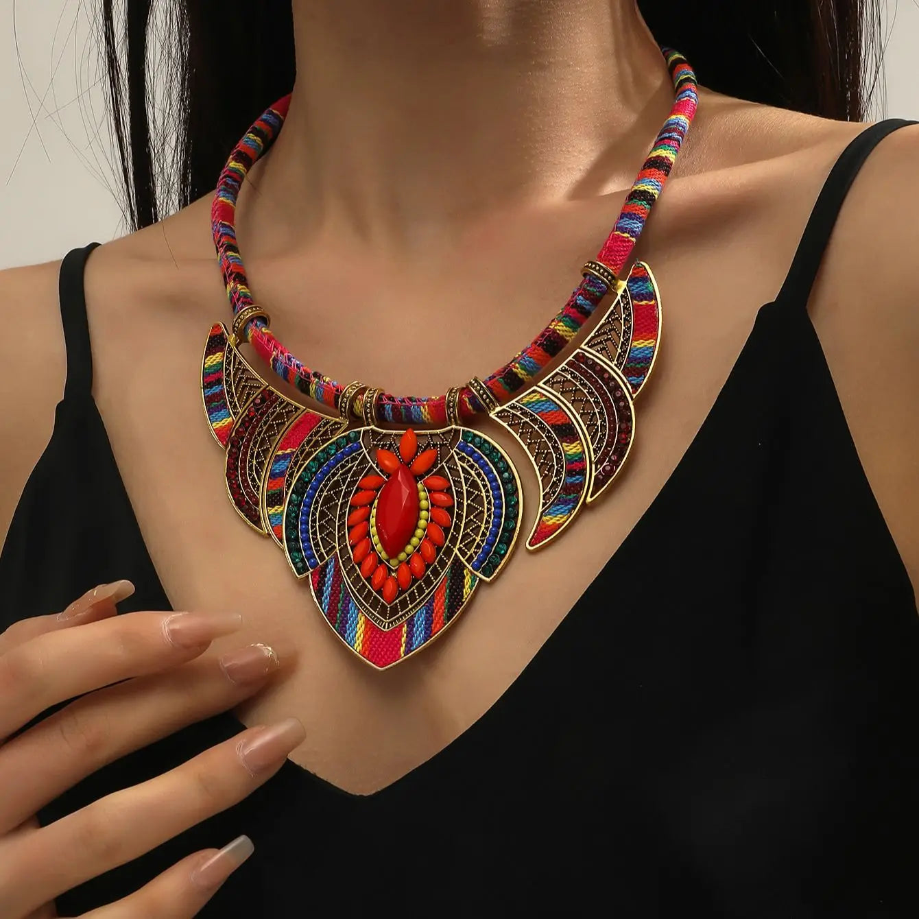 Bright and Bold Boho Eclectic Necklace