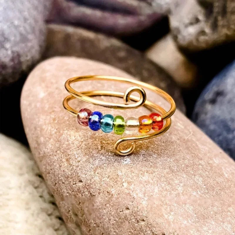 925 Sterling Silver Boho Rainbow Ring