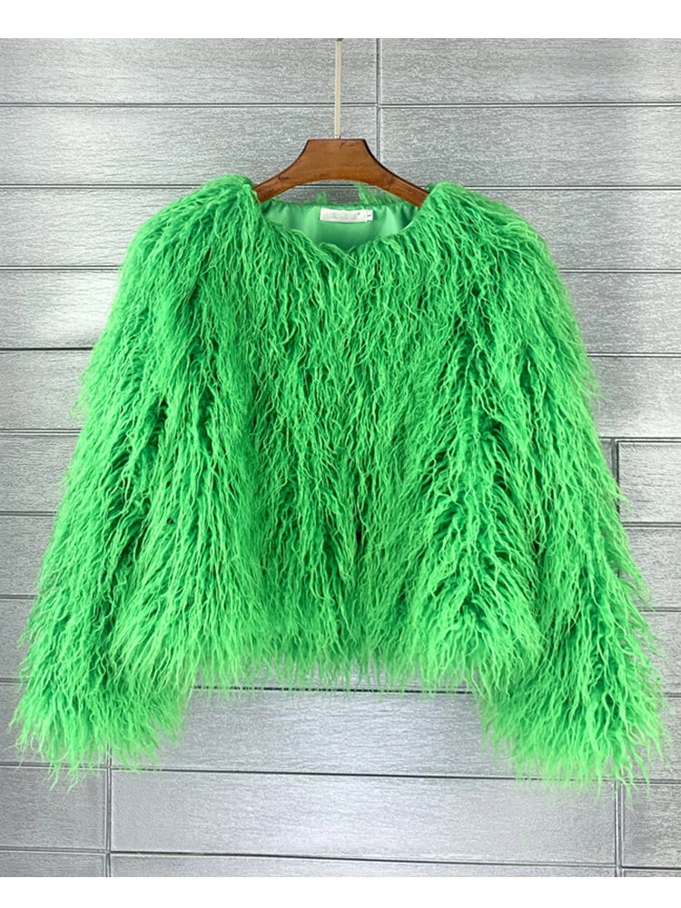 Boho Furry Faux Shaggy Jacket - Pastel Collection