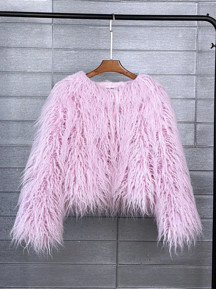 Boho Furry Faux Shaggy Jacket - Pastel Collection