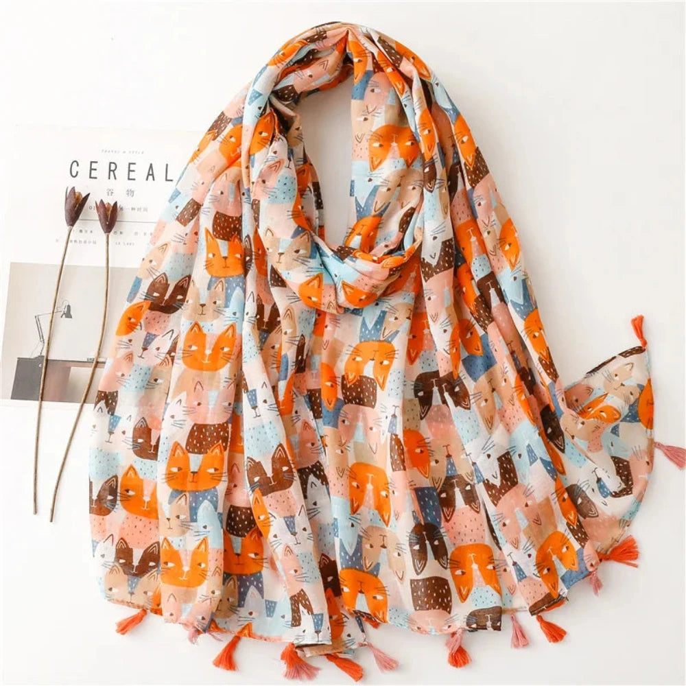 Floral Tassel Viscose Scarf 180x 90cm