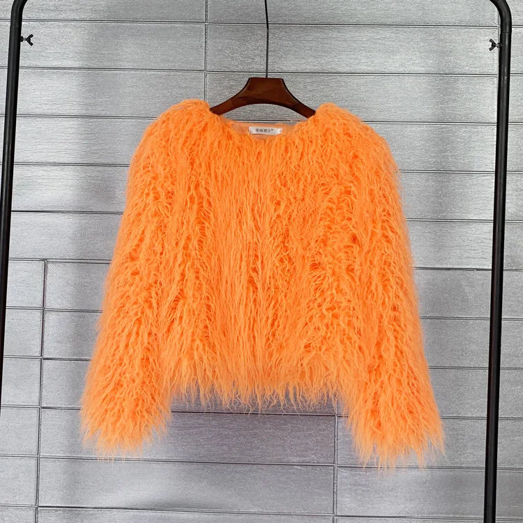 Boho Furry Faux Shaggy Jacket - Bold Colour Collection