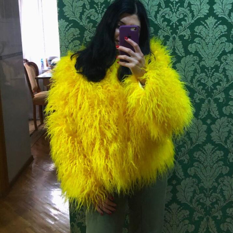 Boho Furry Faux Shaggy Jacket - Bold Colour Collection