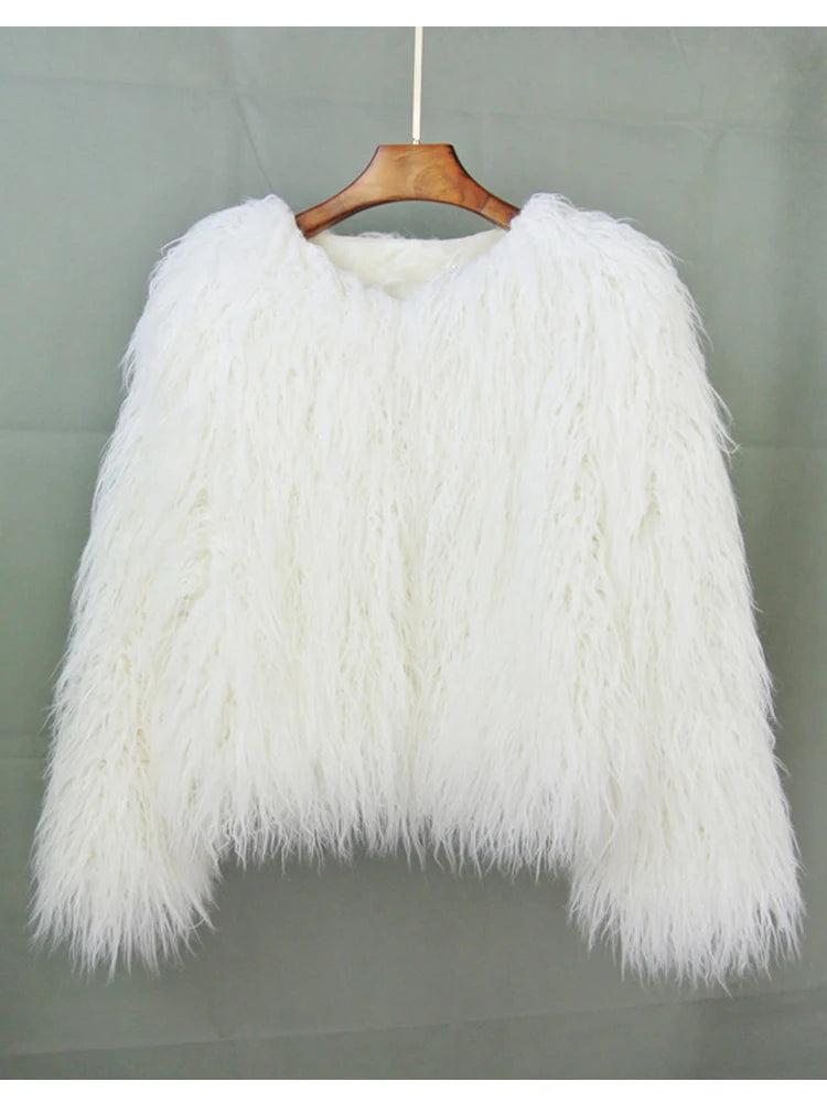 Boho Furry Faux Shaggy Jacket - Pastel Collection