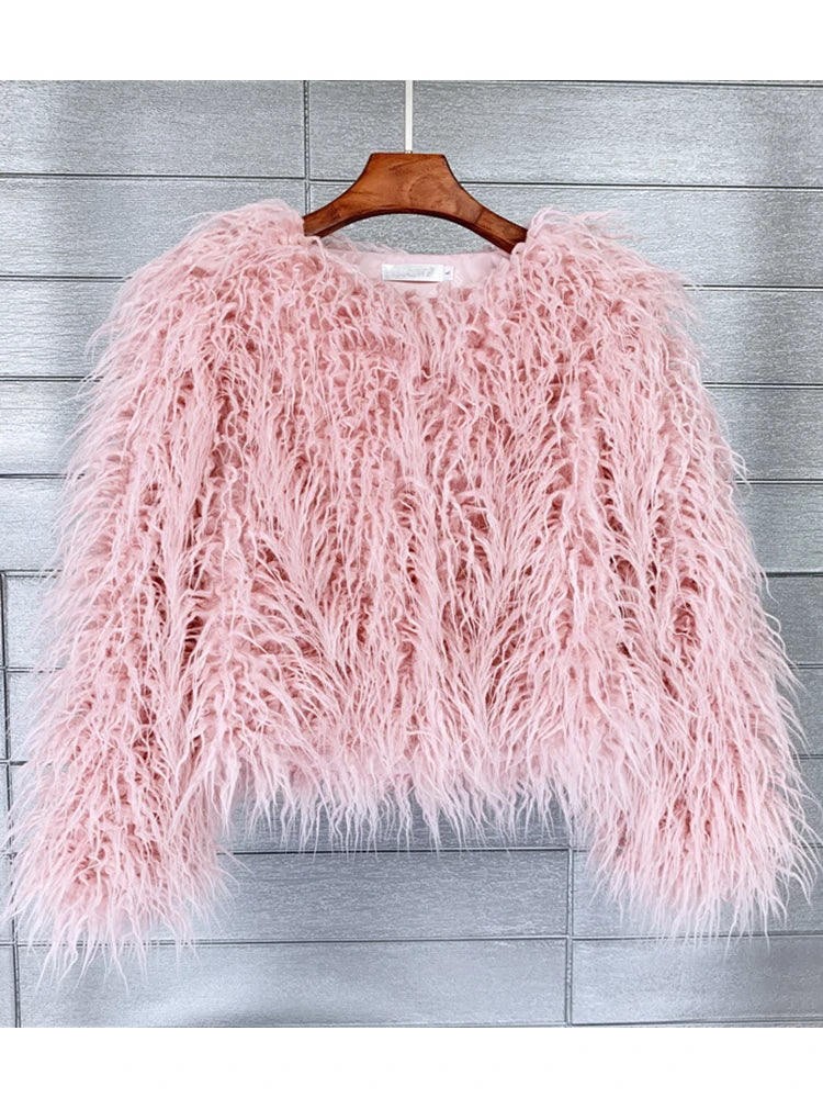 Boho Furry Faux Shaggy Jacket - Pastel Collection