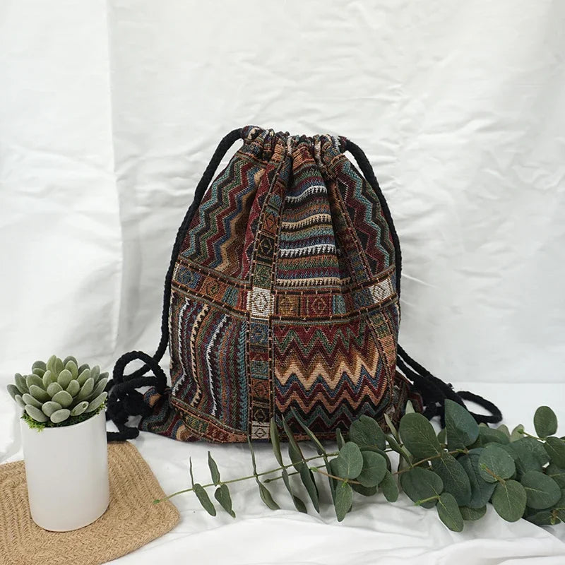 Aztec Patterns Drawstring Backpack