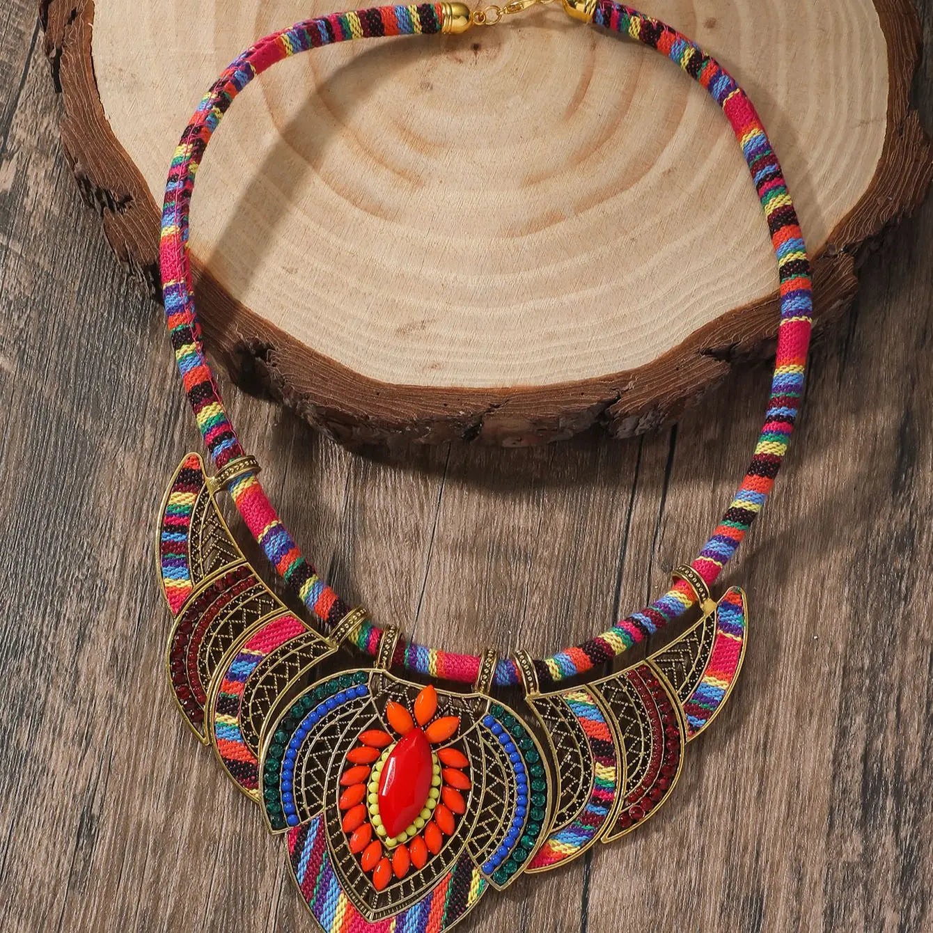 Bright and Bold Boho Eclectic Necklace