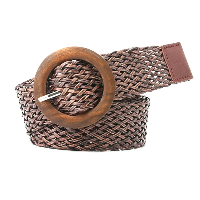 Braided Round Buckle Waist Belt