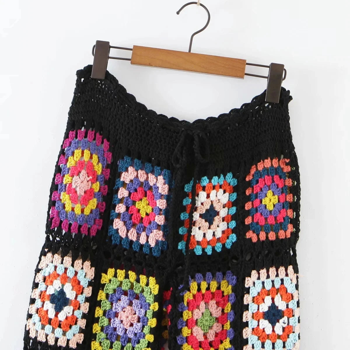 Handmade Crochet Granny Square Wide Leg Pants