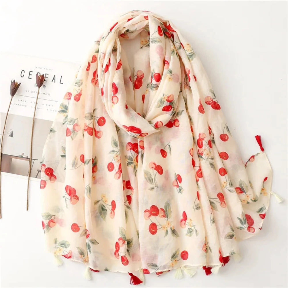 Floral Tassel Viscose Scarf 180x 90cm